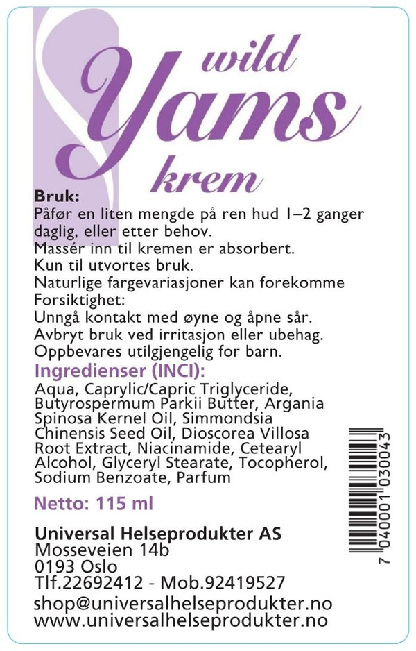Wild Yam Krem – Naturlig balanse og velvære, 115 ml