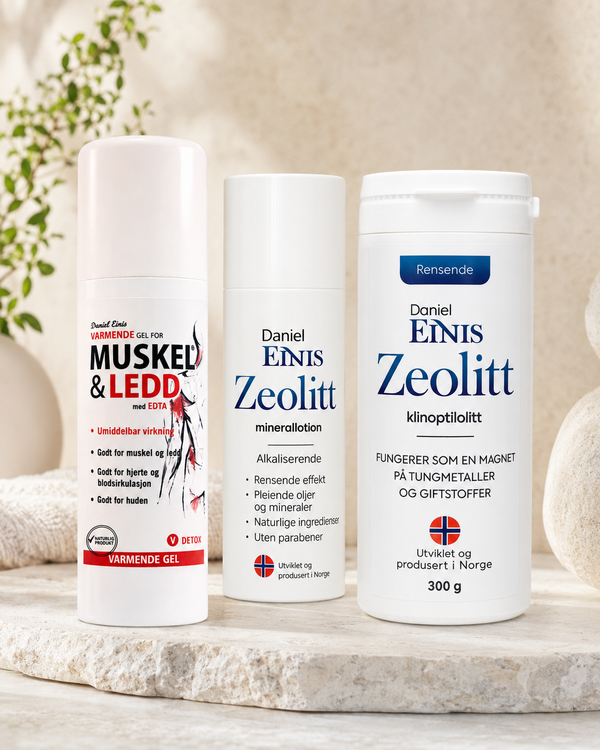 Varme, Detox & Hud-pakken (Zeolitt Lotion + Muskel & Ledd 120ml + Zeolitt Powder)
